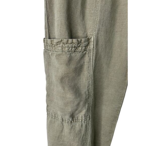 Nicole Miller Cargo Pants Womens Small Olive Green Linen Lyocell Utility Joggers - Picture 3 of 13